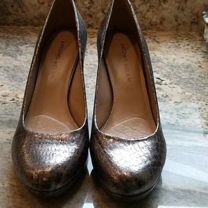 Antonio Melani Silver Snakeskin Pumps